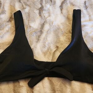 No Boundaries Black Ribbed Swim Top